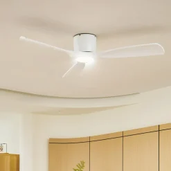 Lucande Smart LED-loftventilator Moneno, hvid, DC, Tuya