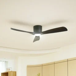 Lucande Smart LED-loftventilator Moneno, sort, DC, Tuya