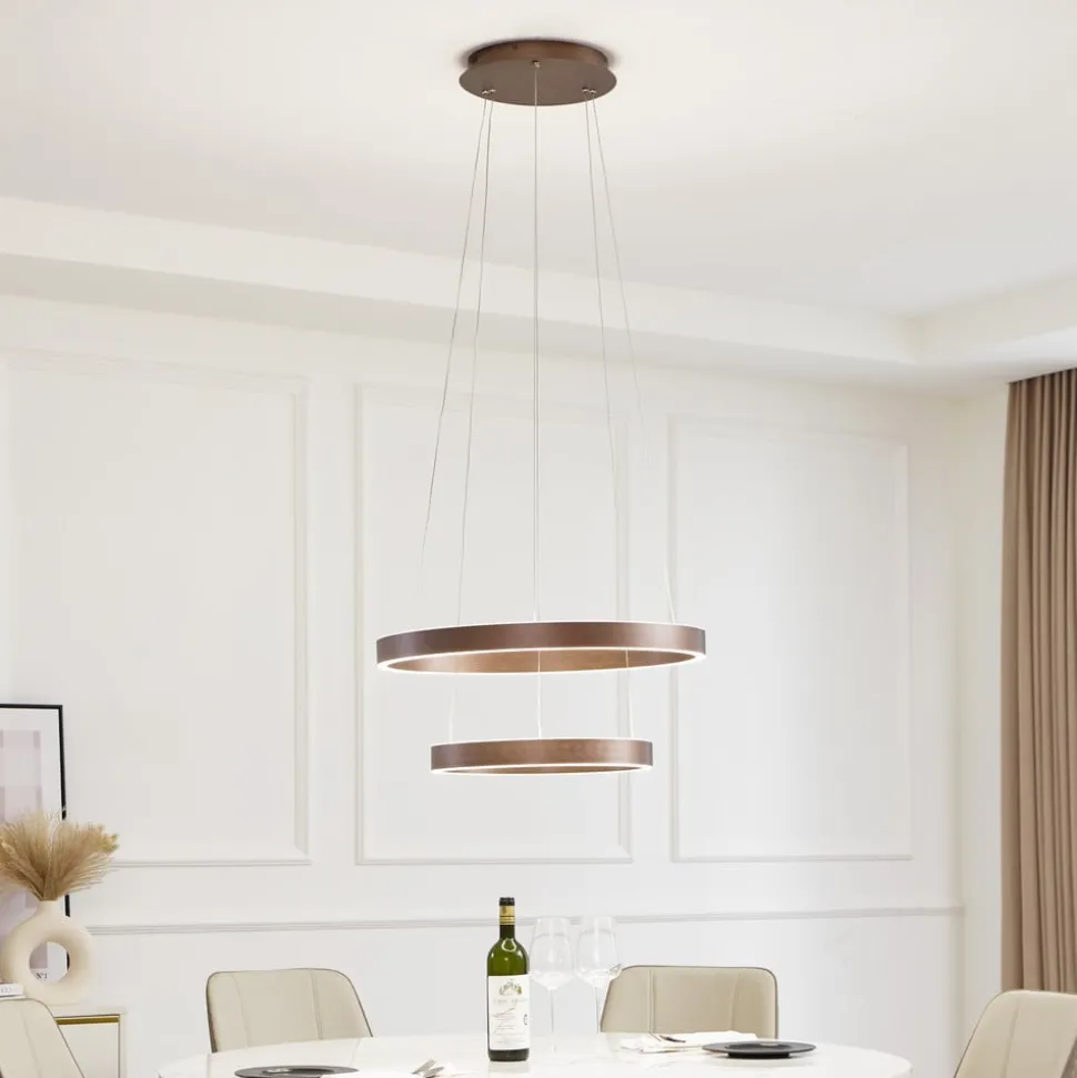 Lucande Smart LED-pendel Yonam, kaffe, 2-lys, Tuya