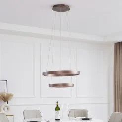 Lucande Smart LED-pendel Yonam, kaffe, 2-lys, Tuya