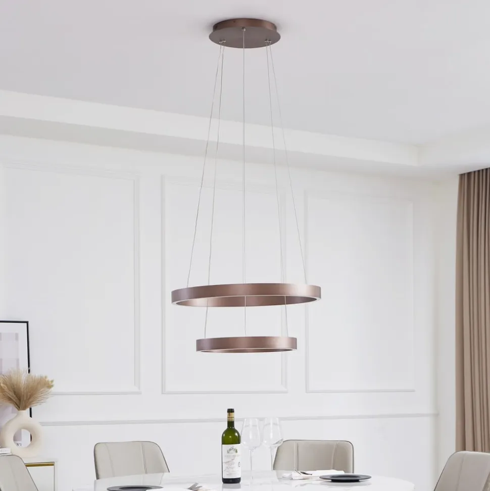 Lucande Smart LED-pendel Yonam, kaffe, 2-lys, Tuya