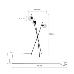 Lucande Sotiana gulvlampe, 3 glaskugler, sort