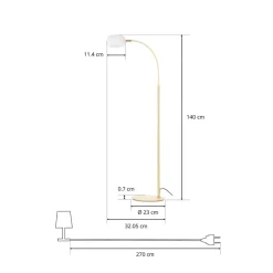 Lucande Taylan gulvlampe af jern, glasskærm