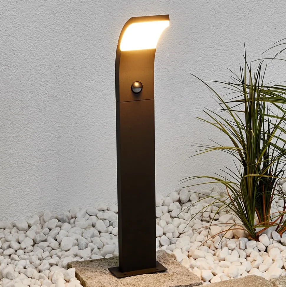 Lucande Timm LED-vejlampe, sensor, 60 cm, antracit, IP54