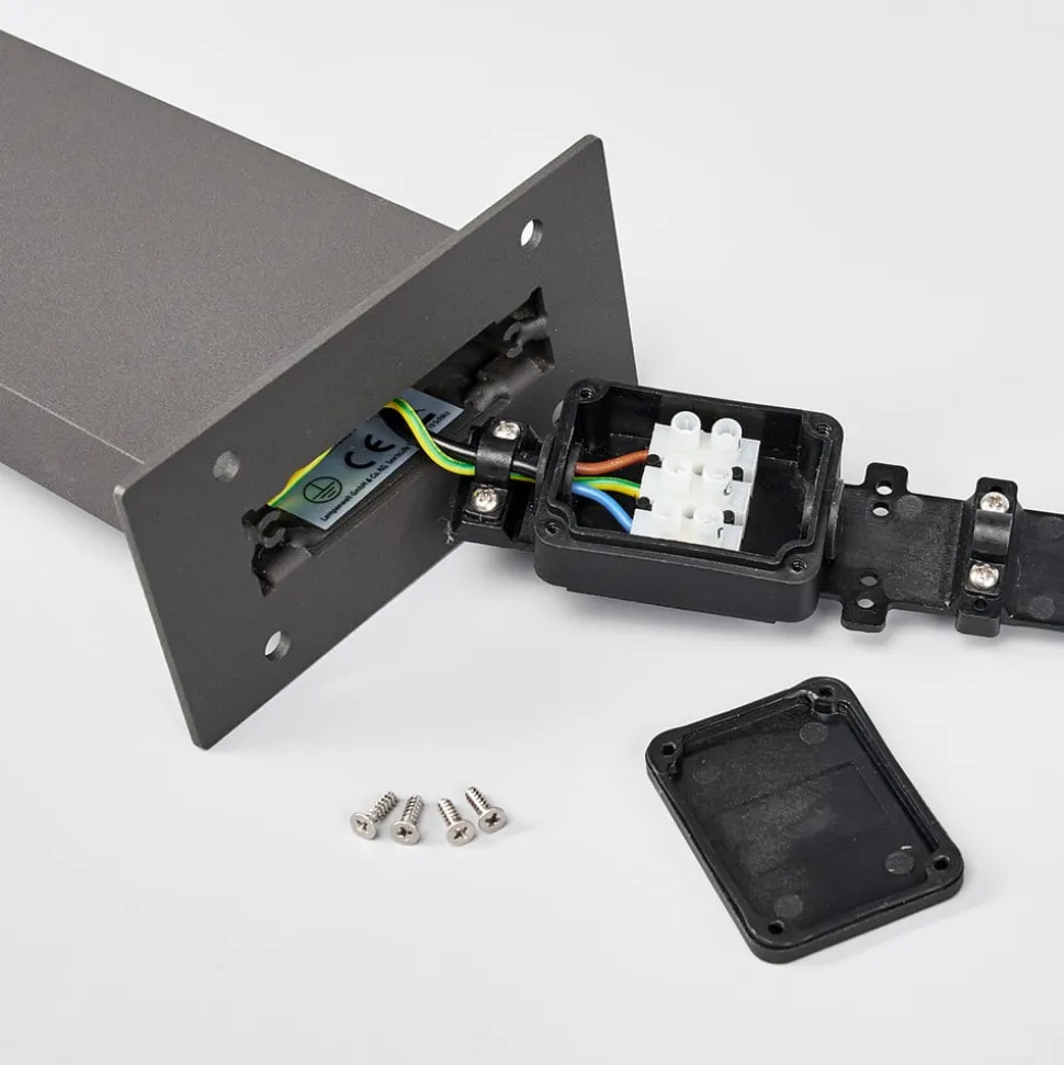 Lucande Timm LED-vejlampe, sensor, 60 cm, antracit, IP54