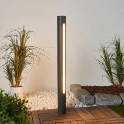 Lucande Tomas LED-vejlampe, 75 cm, mørkegrå, IP54