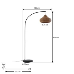Lucande udendørs gulvlampe Taniola, beige, rattan, 195 cm, IP44