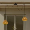 Lucande udendørs hængelampe Taniola, 2 lyskilder, beige, rattan, IP44