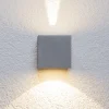 Lucande udendørs LED-væglampe Jarno, sølv, metal, 9 cm