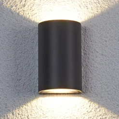 Lucande udendørs LED-væglampe Jale, 16 cm, antracit, aluminium