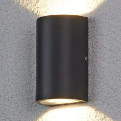 Lucande udendørs LED-væglampe Jale, 16 cm, antracit, aluminium