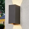 Lucande udendørs LED-væglampe Mikka, 17 cm, antracit, 2 lyskilder.