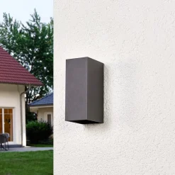 Lucande udendørs LED-væglampe Mikka, 17 cm, antracit, 2 lyskilder.