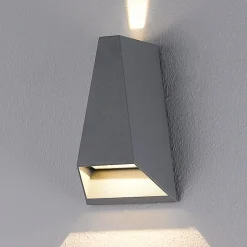 Lucande udendørs LED-væglampe Jendrik, højde 17 cm, antracit