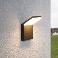 Lucande udendørs LED-væglampe Nevio, 17 cm, antracit, aluminium