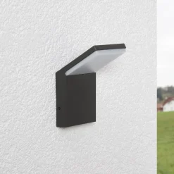 Lucande udendørs LED-væglampe Nevio, 17 cm, antracit, aluminium