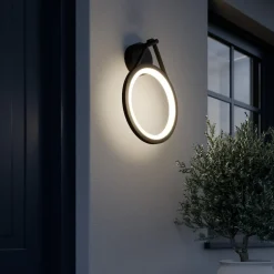 Lucande udendørs LED-væglampe Mirco, 30 cm, sort, IP65