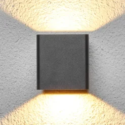 Lucande udendørs LED-væglampe Aaron, antracit, IP54, op/ned