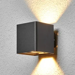 Lucande udendørs LED-væglampe Aaron, antracit, IP54, op/ned