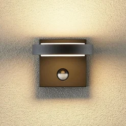 Lucande udendørs LED-væglampe Belna, metal, sensor, IP54