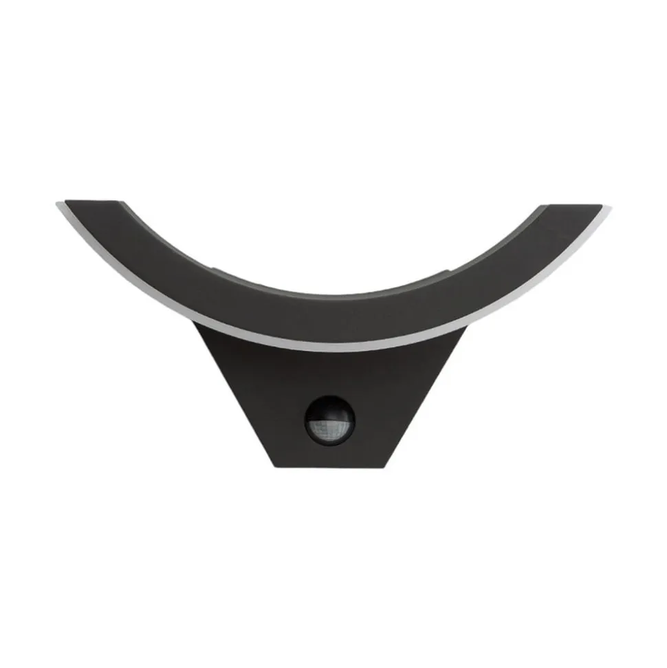 Lucande udendørs LED-væglampe Halv, sensor, antracit, IP54