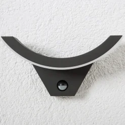 Lucande udendørs LED-væglampe Halv, sensor, antracit, IP54