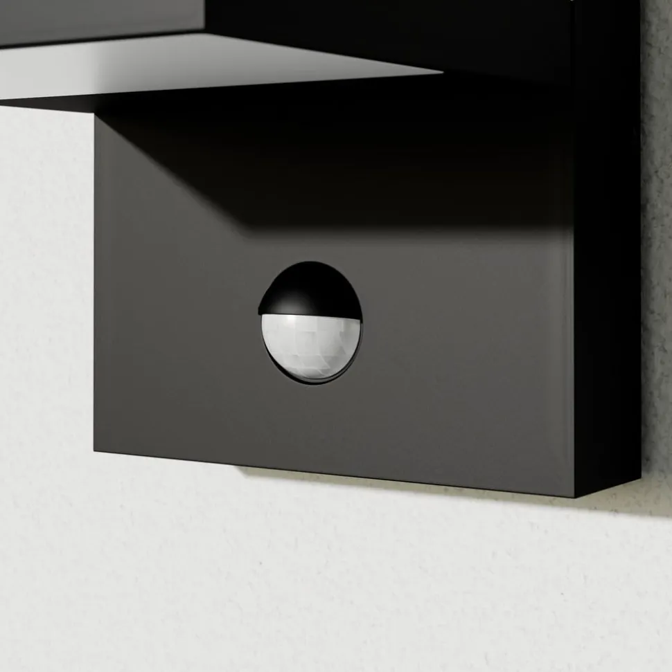 Lucande udendørs LED-væglampe Silvan, antracit, sensor, IP54