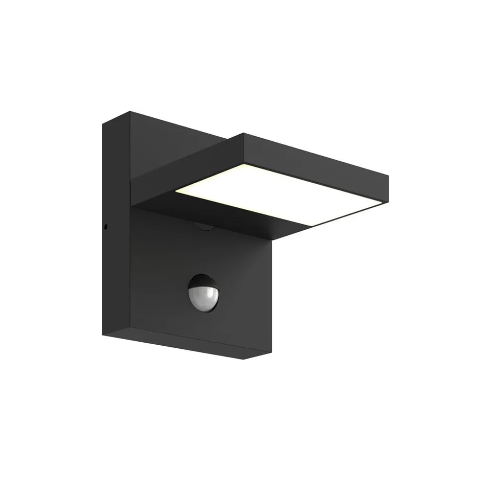 Lucande udendørs LED-væglampe Silvan, antracit, sensor, IP54