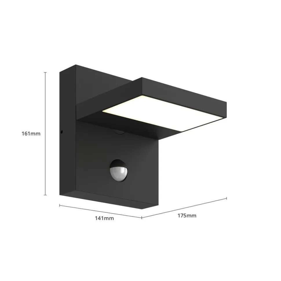 Lucande udendørs LED-væglampe Silvan, antracit, sensor, IP54