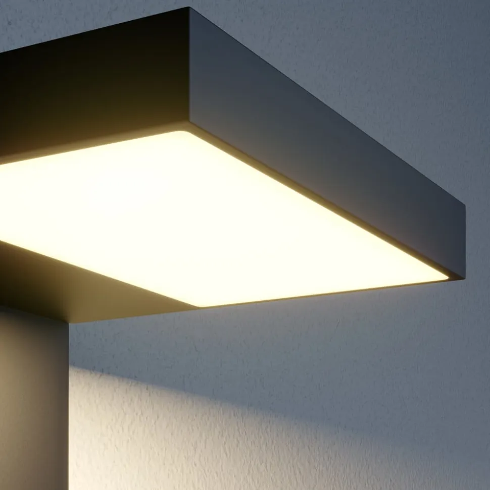 Lucande udendørs LED-væglampe Silvan, antracit, sensor, IP54