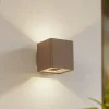 Lucande udendørs LED-væglampe Aaron, brun, IP54, op/ned