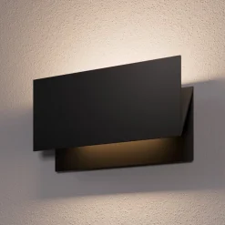 Lucande udendørs LED-væglampe Meja, sort, metal, IP54