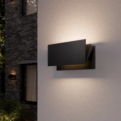 Lucande udendørs LED-væglampe Meja, sort, metal, IP54