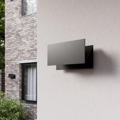 Lucande udendørs LED-væglampe Meja, sort, metal, IP54