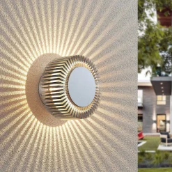 Lucande udendørs LED-væglampe Keany, metal, Ø 16 cm, IP54