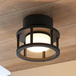 Lucande udendørs loftlampe Berenike, Ø 17 cm, grå, GX53