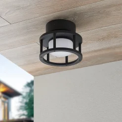 Lucande udendørs loftlampe Berenike, Ø 17 cm, grå, GX53