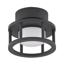 Lucande udendørs loftlampe Berenike, Ø 17 cm, grå, GX53