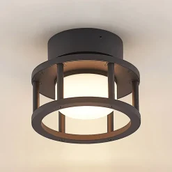 Lucande udendørs loftlampe Berenike, Ø 17 cm, grå, GX53