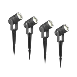 Lucande udendørs spotlampe Galina, sæt med 4, jordspyd, stik