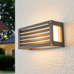 Lucande udendørs væglampe Aurelien, metal, 12,5 cm, strip
