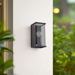 Lucande udendørs væglampe Annalea, røggrå, IP54, sensor