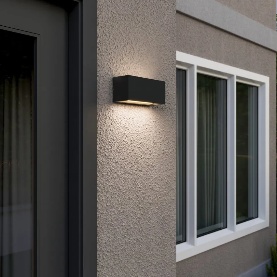Lucande udendørs væglampe Bente, antracit, bredde 25 cm, IP54