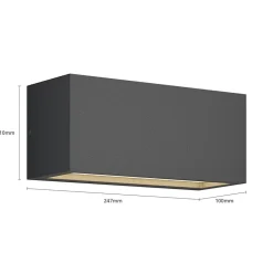 Lucande udendørs væglampe Bente, antracit, bredde 25 cm, IP54