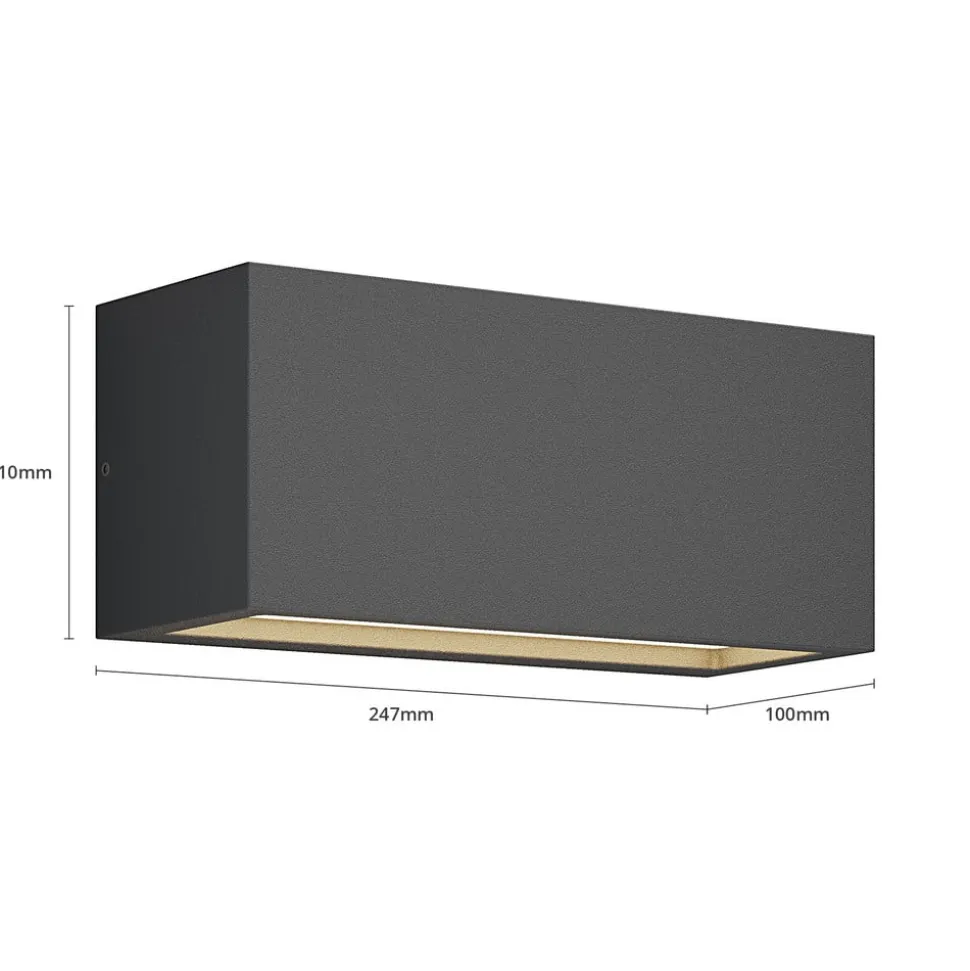Lucande udendørs væglampe Bente, antracit, bredde 25 cm, IP54