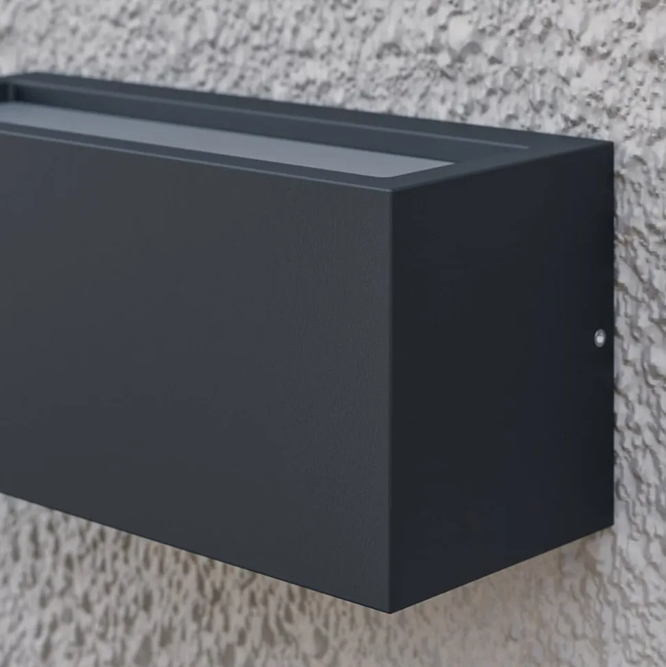 Lucande udendørs væglampe Bente, antracit, bredde 25 cm, IP54