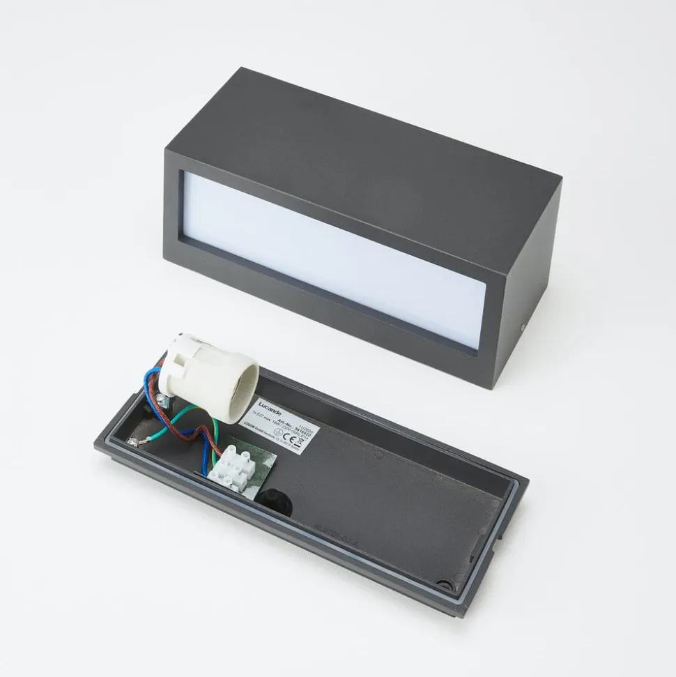 Lucande udendørs væglampe Bente, antracit, bredde 25 cm, IP54