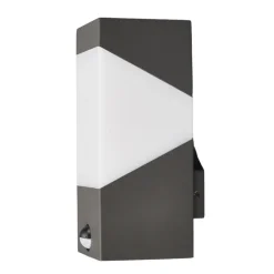 Lucande udendørs væglampe Kiran, sensor, grå, IP44, E27