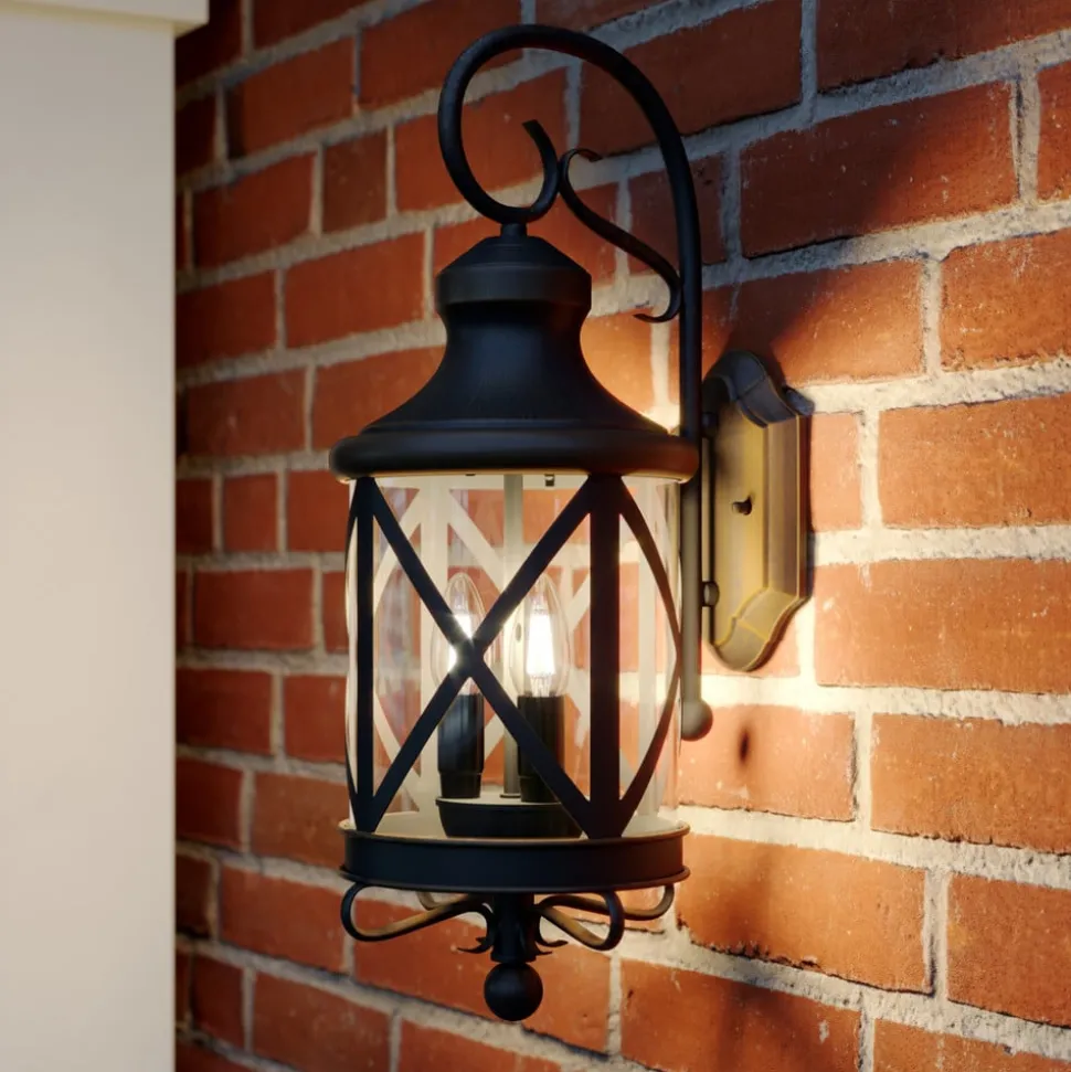 Lucande udendørs væglampe Marcellino, rust, metal, glas