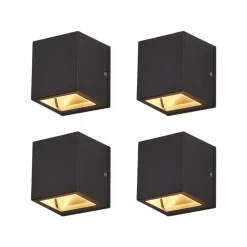 Lucande udendørs væglampe Maurice, antracit, IP54, sæt med 4 stk